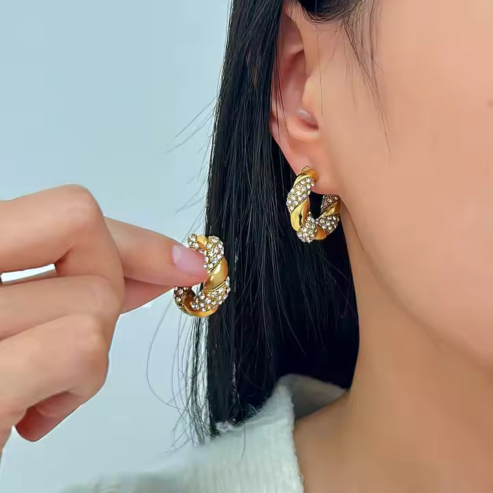 Donna Crystal Twisted Earring